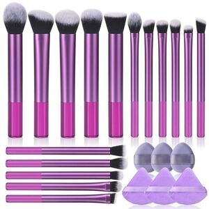 22 Pcs Purple Makeup Kit With Case Premium Brushes Set With Beauty Puff